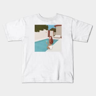 Girl near the swimming pool, Self isolation Kids T-Shirt